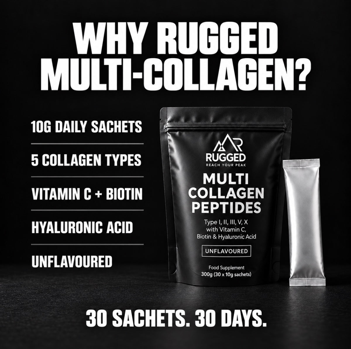 RUGGED Multi Collagen 8-1| 30 Daily Sachets