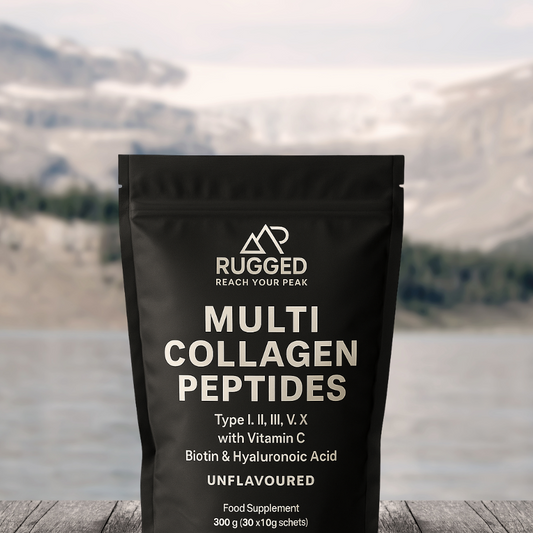RUGGED multi collagen peptides powder with vitamin C biotin and hyaluronic acid
